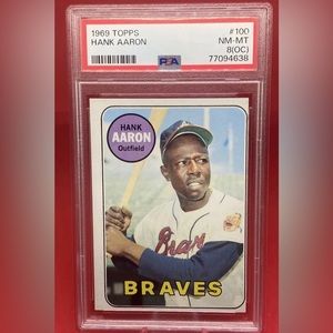 1969 Topps - #100 Hank Aaron - PSA 8 (OC)